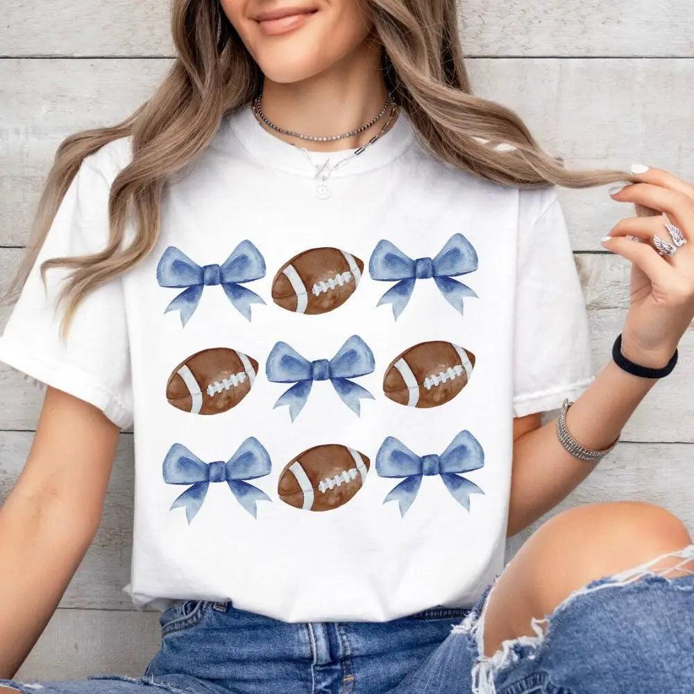 bows + footballs t-shirt - basil boutique