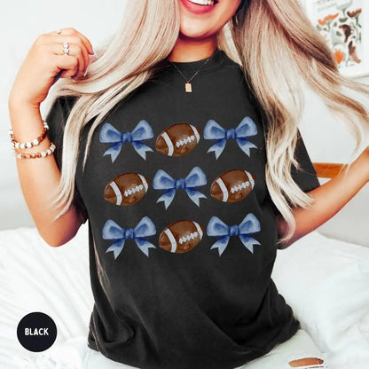 bows + footballs t-shirt - basil boutique