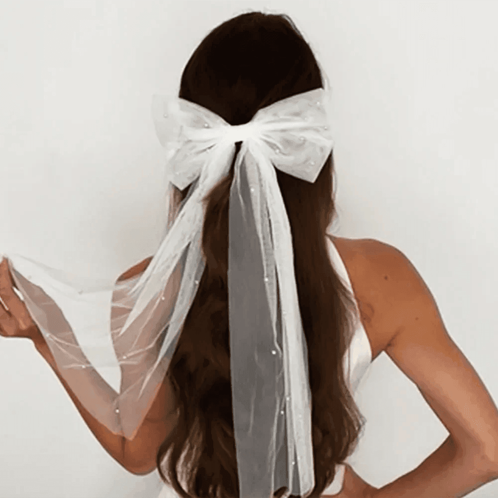 bridal party bow veils - basil boutique