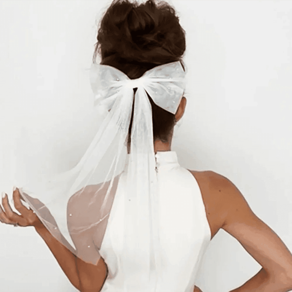 bridal party bow veils - basil boutique