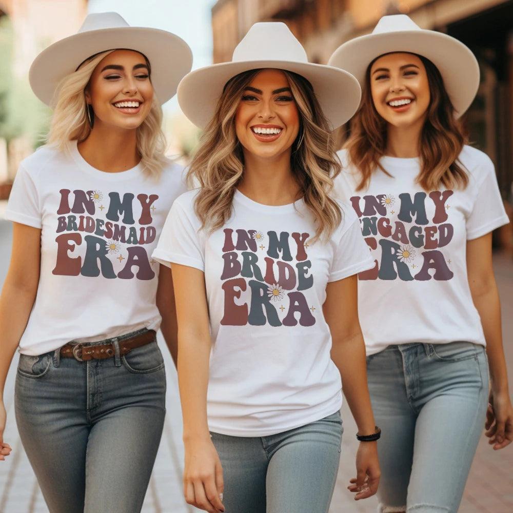 Retro Bride Bridesmaid Shirt in My Bride Era T-shirt Bachelorette Party Shirts Groovy Tee Engagement Tops Bridal Shower Gifts - basil boutique