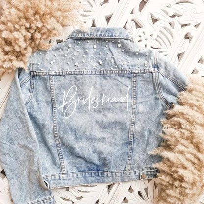 bridal party pearl denim jackets - basil boutique