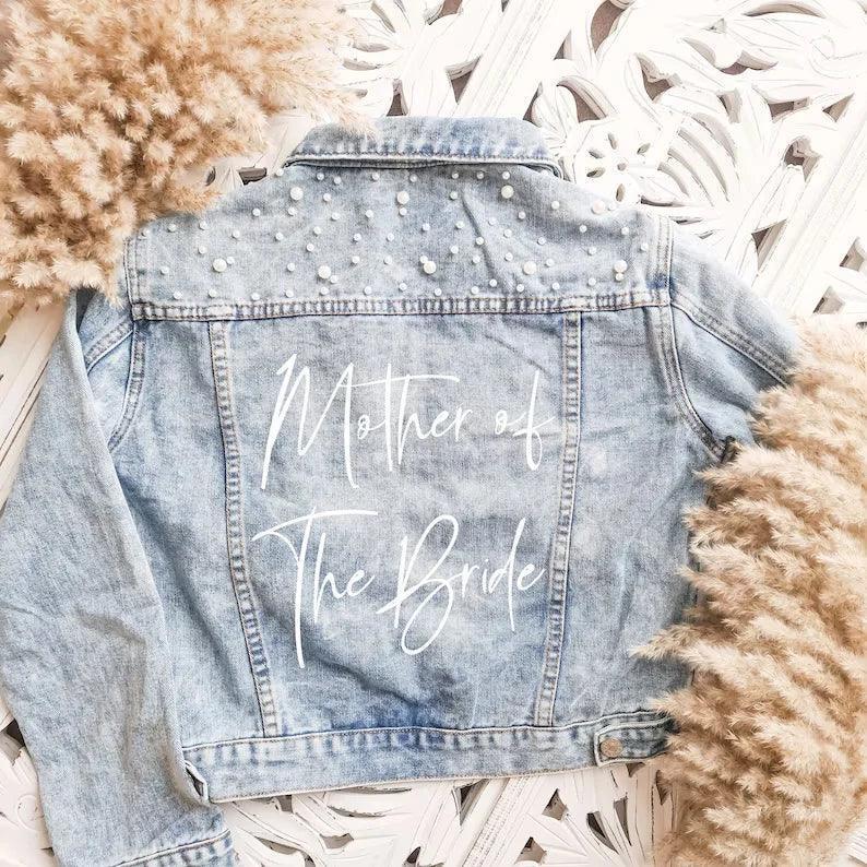 bridal party pearl denim jackets - basil boutique