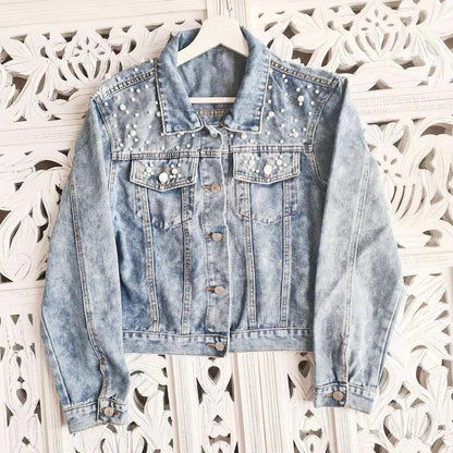 bridal party pearl denim jackets - basil boutique