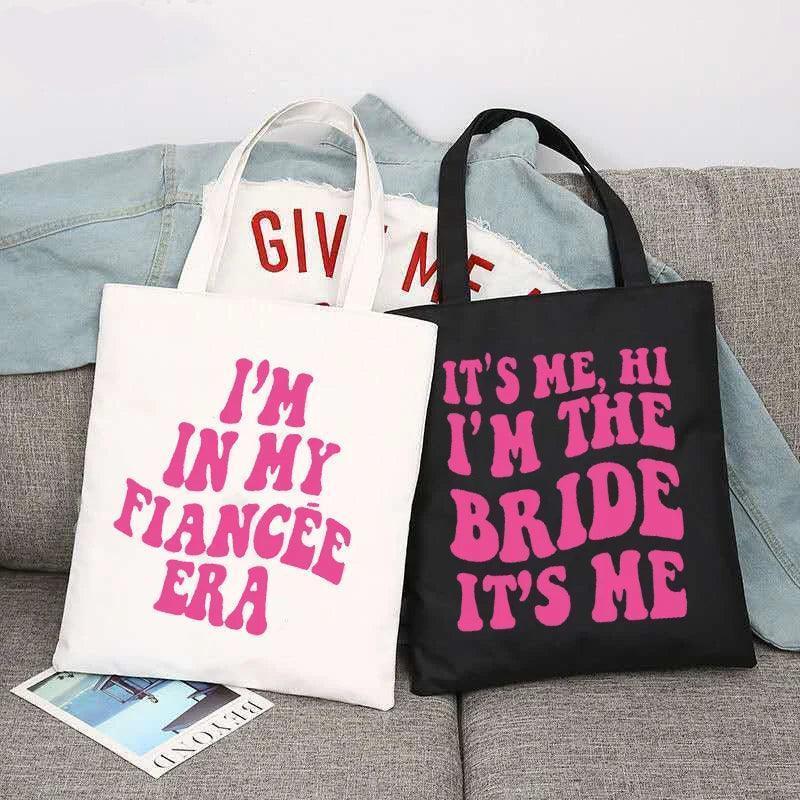 It's Me Hi I'm The Bride Tote Bags Bachelorette Party Bridal Canvas Shoulder Bag Bridesmaid Wedding Handbag Shopping Bags - basil boutique