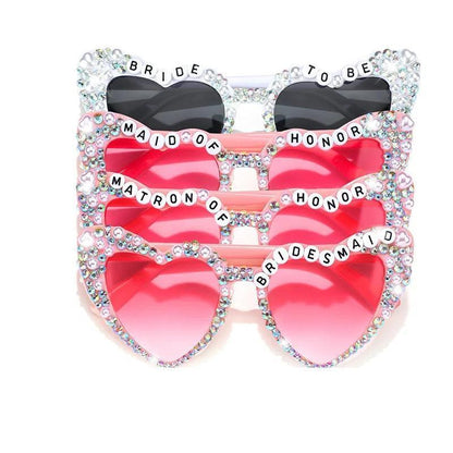 bridal party rhinestone heart sunglasses - basil boutique