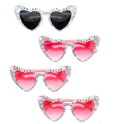 bridal party rhinestone heart sunglasses - basil boutique