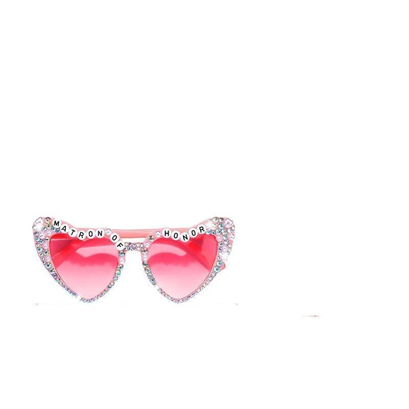 bridal party rhinestone heart sunglasses - basil boutique