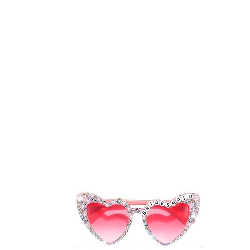 bridal party rhinestone heart sunglasses - basil boutique