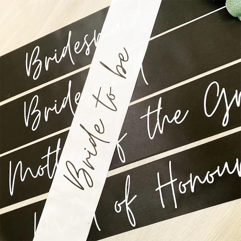 bridal party script sashes - basil boutique