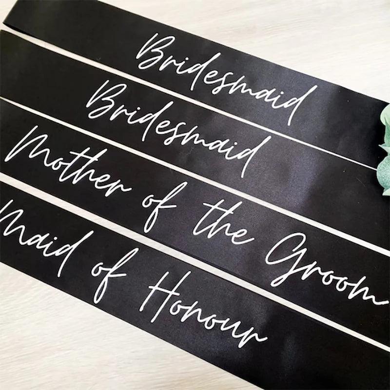 bridal party script sashes - basil boutique