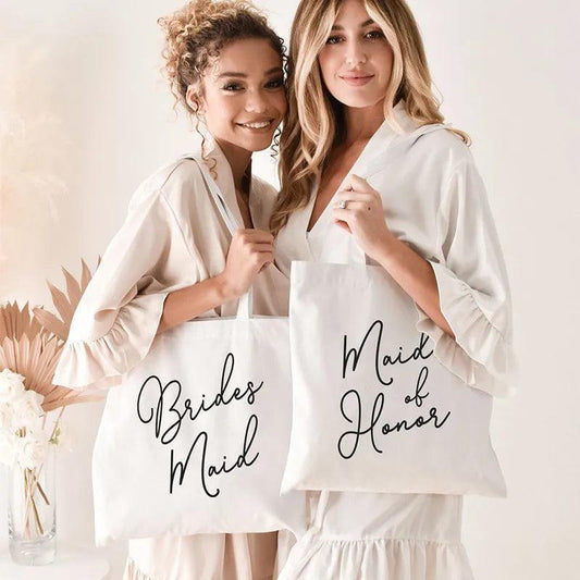 bridal party script tote bag - basil boutique