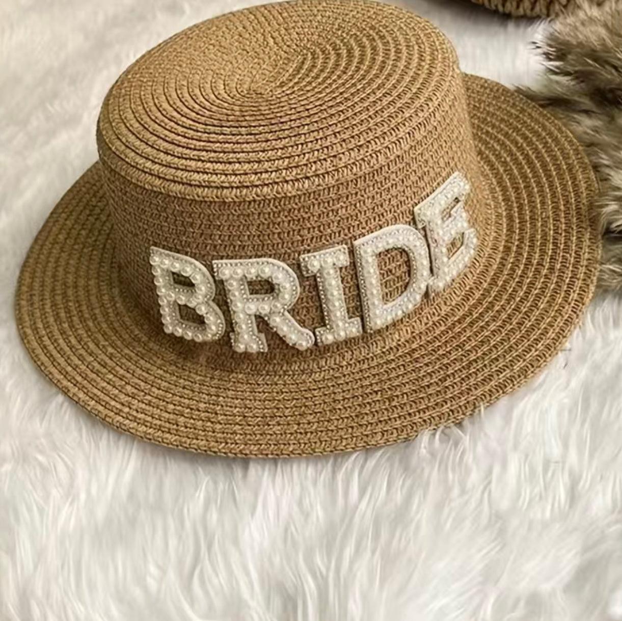 bride/mrs./wifey straw hat - basil boutique