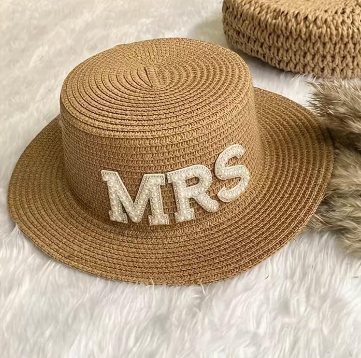 bride/mrs./wifey straw hat - basil boutique