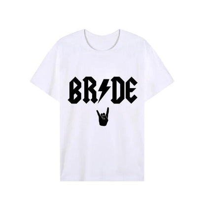 bride + bride crew let's rock t-shirts - basil boutique