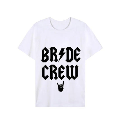 bride + bride crew let's rock t-shirts - basil boutique