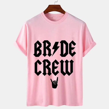 bride + bride crew let's rock t-shirts - basil boutique