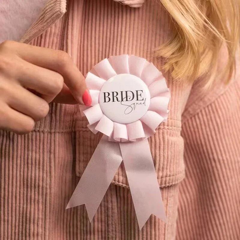 bride + bride squad pins - basil boutique