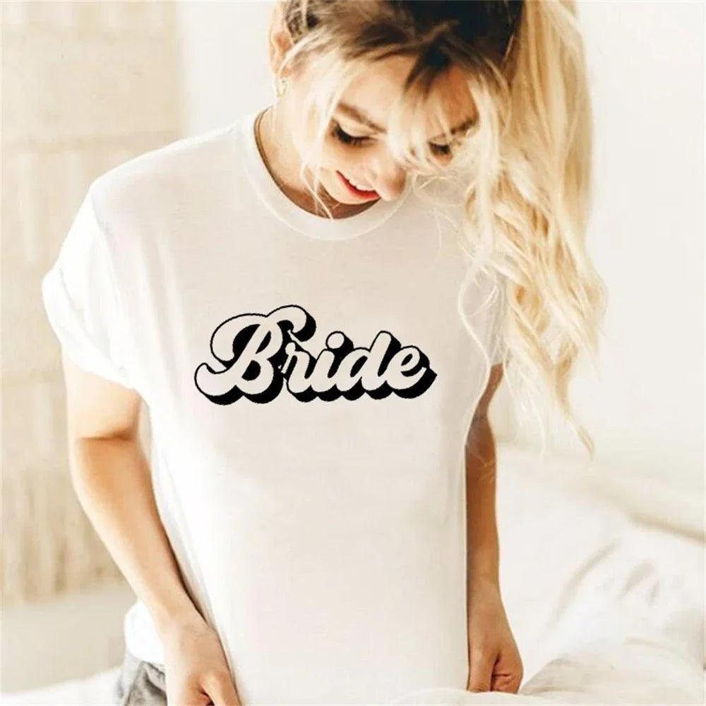 bride + bride squad retro t-shirts - basil boutique