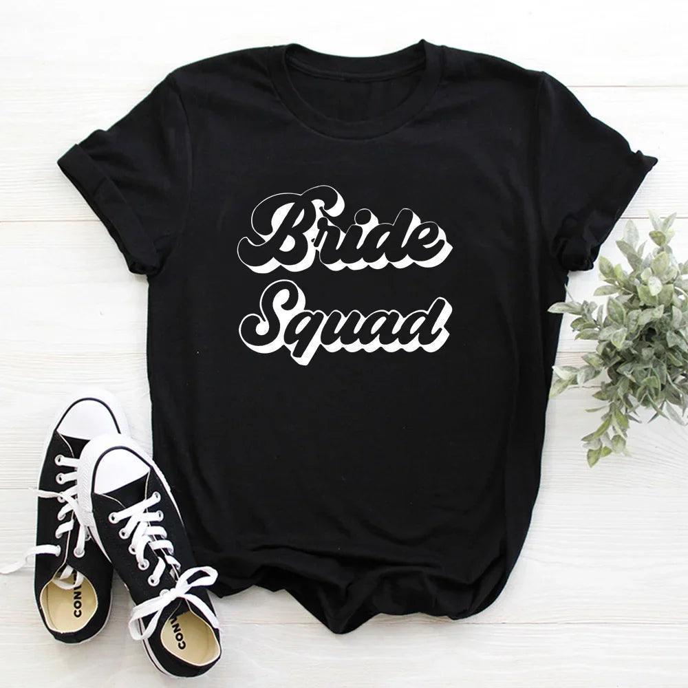 bride + bride squad retro t-shirts - basil boutique