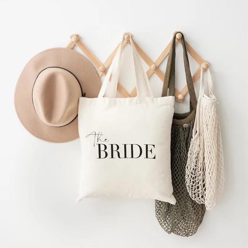 bride + bride squad tote bags - basil boutique