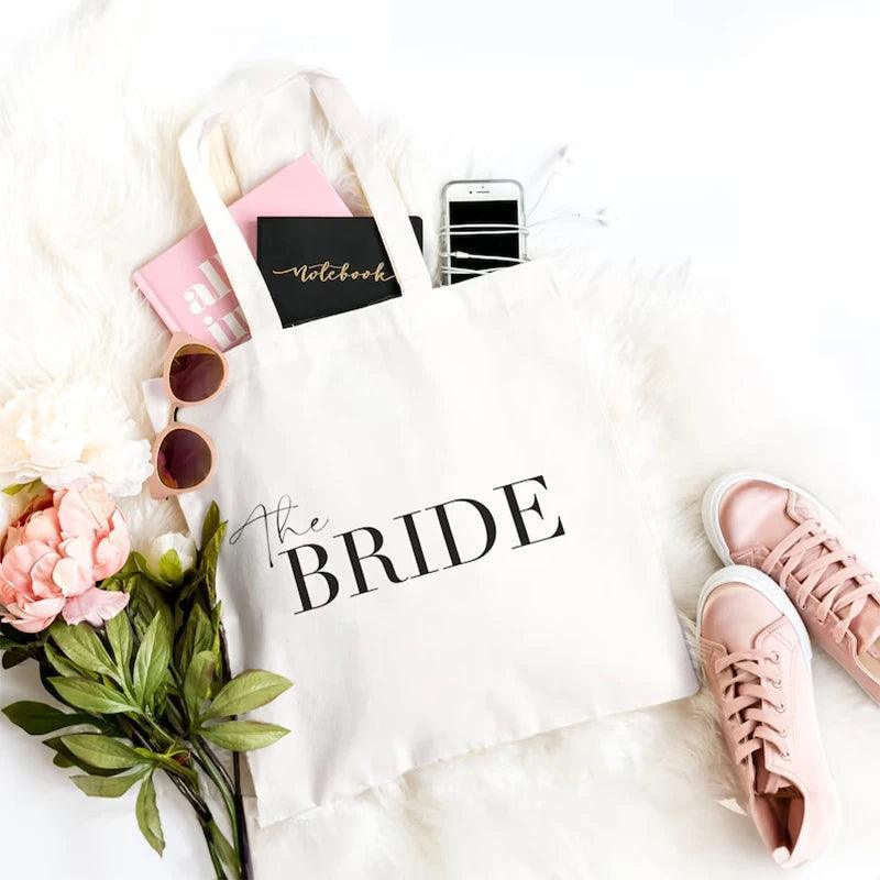 bride + bride squad tote bags - basil boutique