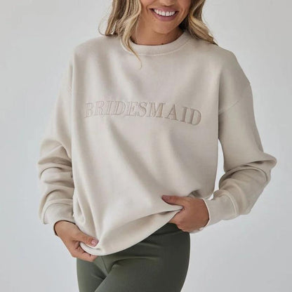 bride + bridesmaid embroidered crew sweatshirts - basil boutique