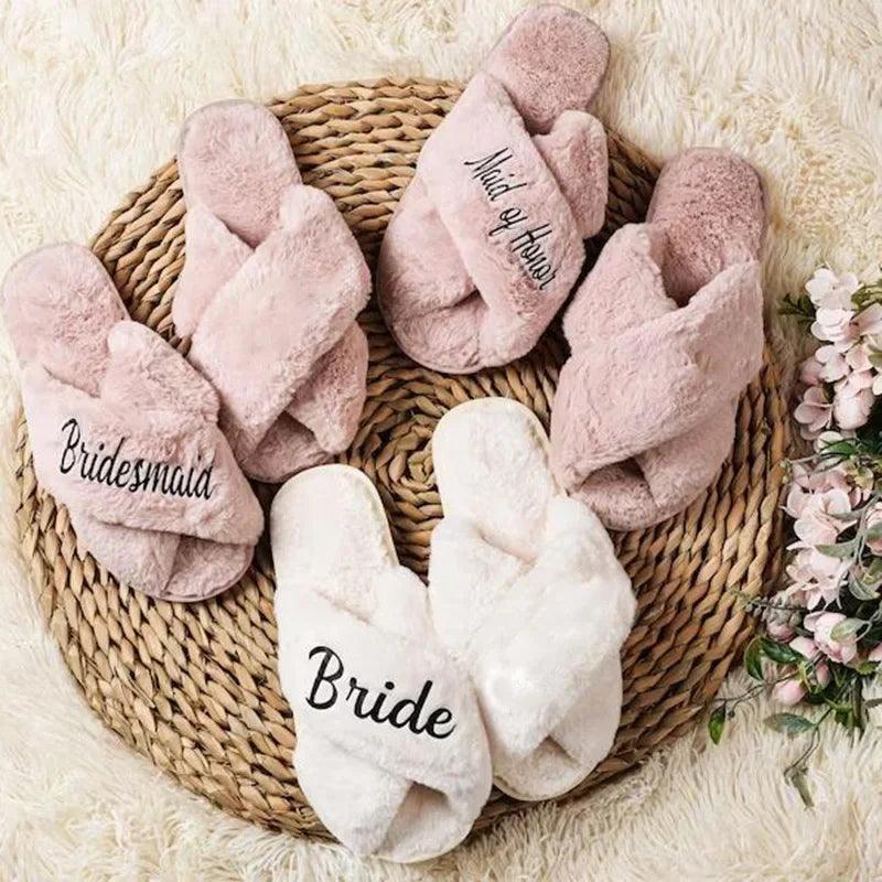 bride + bridesmaid flip flop slippers - basil boutique