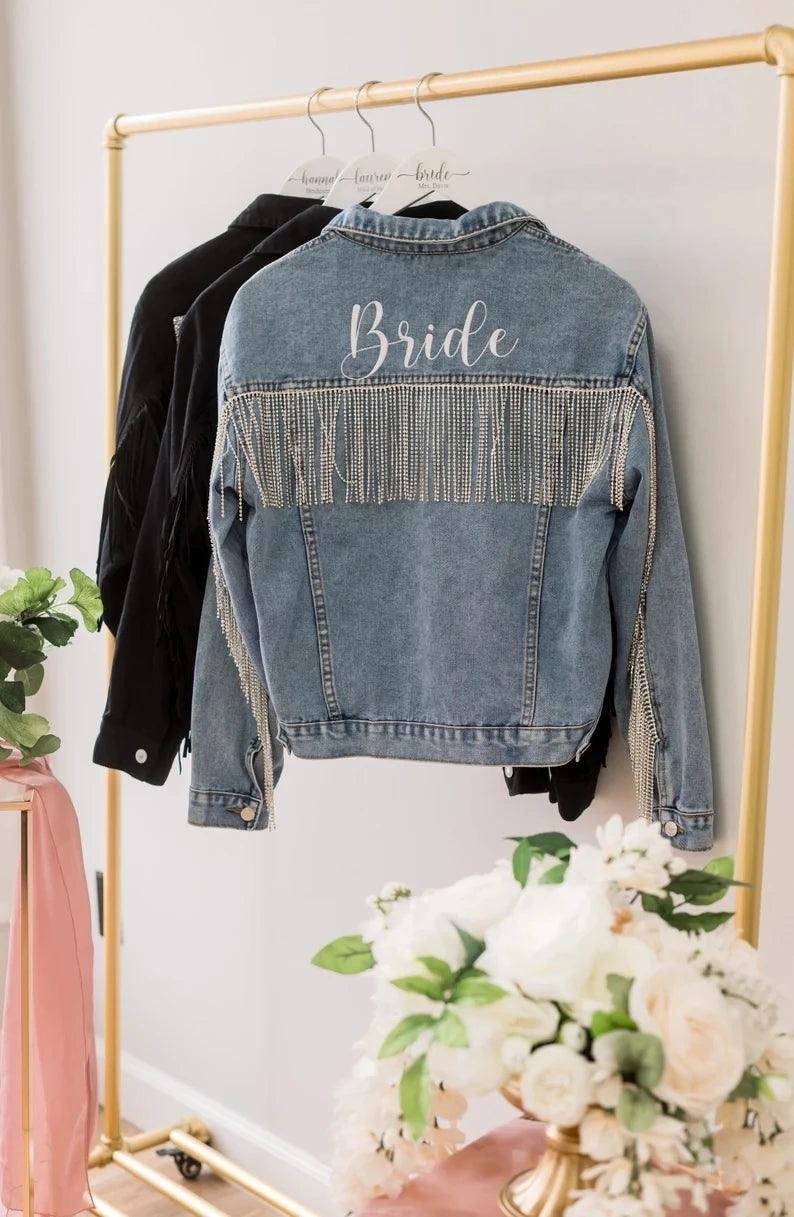 bride diamond fringe denim jacket - basil boutique