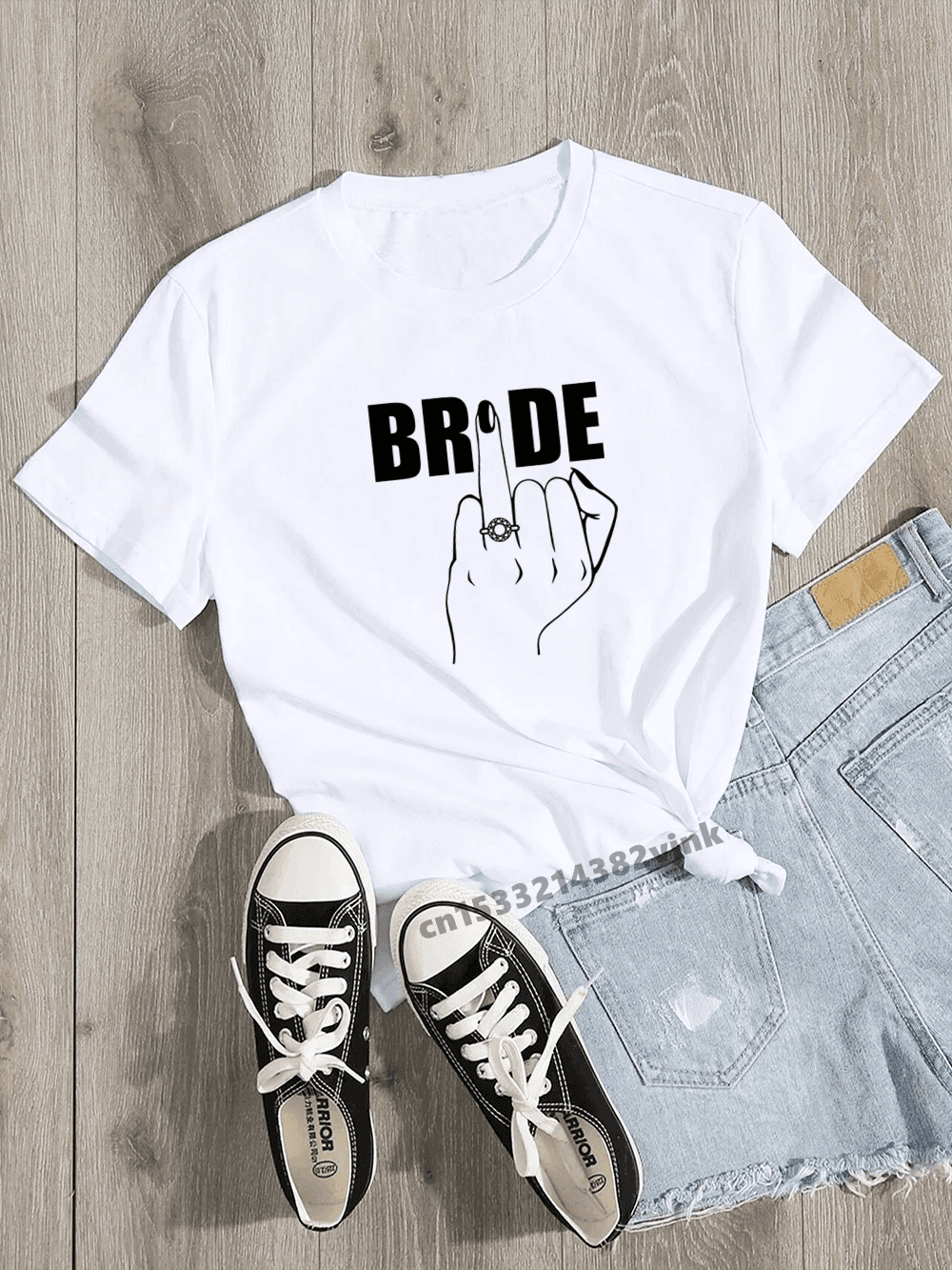 Bride Ring Finger Bride Team Print Bachelorette Wedding Party Women T-shirt Casual ladies basic O-collar Short Sleeved T-shirt - basil boutique