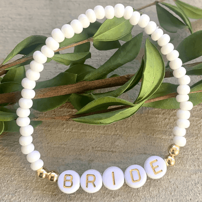 bride + future mrs. beaded bracelets - basil boutique