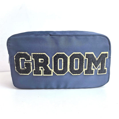 bride + groom cosmetic bags - basil boutique