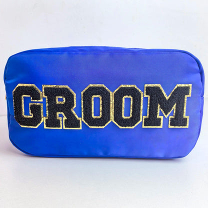 bride + groom cosmetic bags - basil boutique