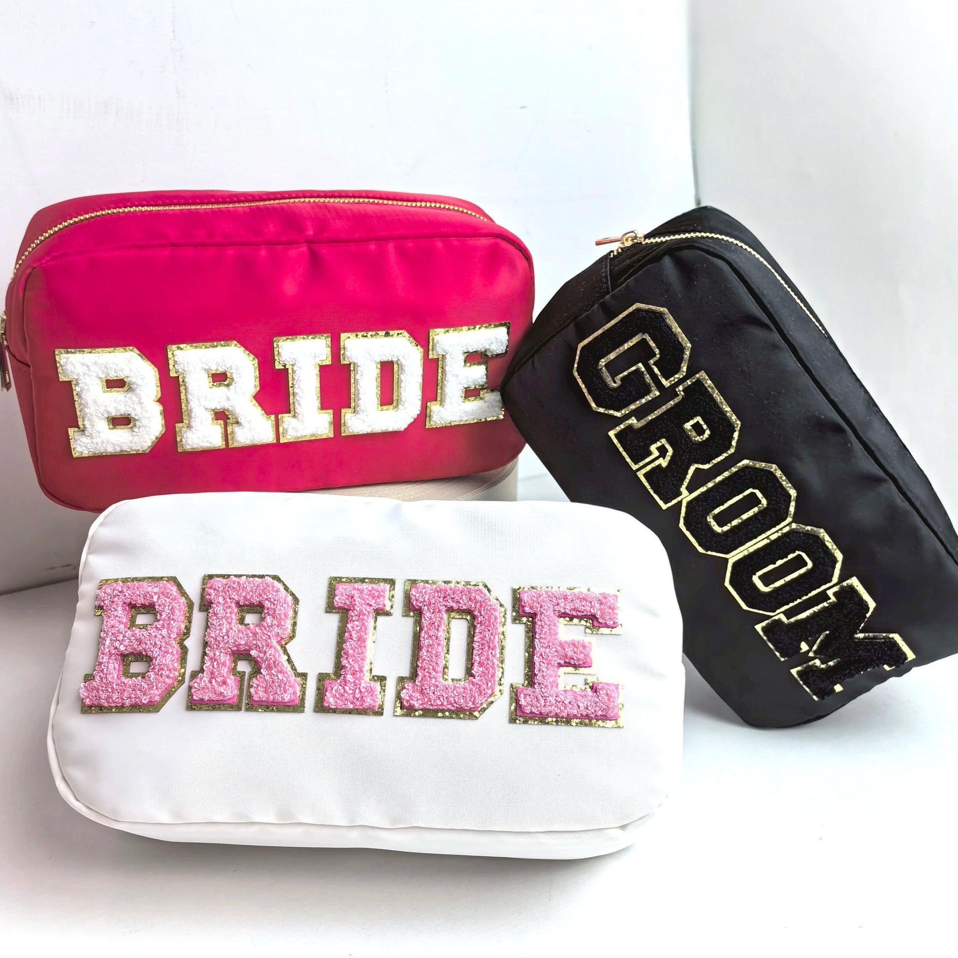 bride + groom cosmetic bags - basil boutique