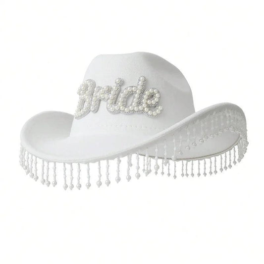 bride pearl cowgirl hat - basil boutique