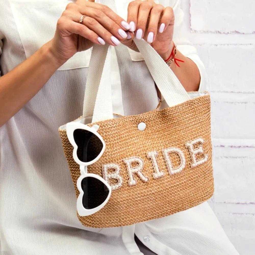 bride pearl straw bag - basil boutique