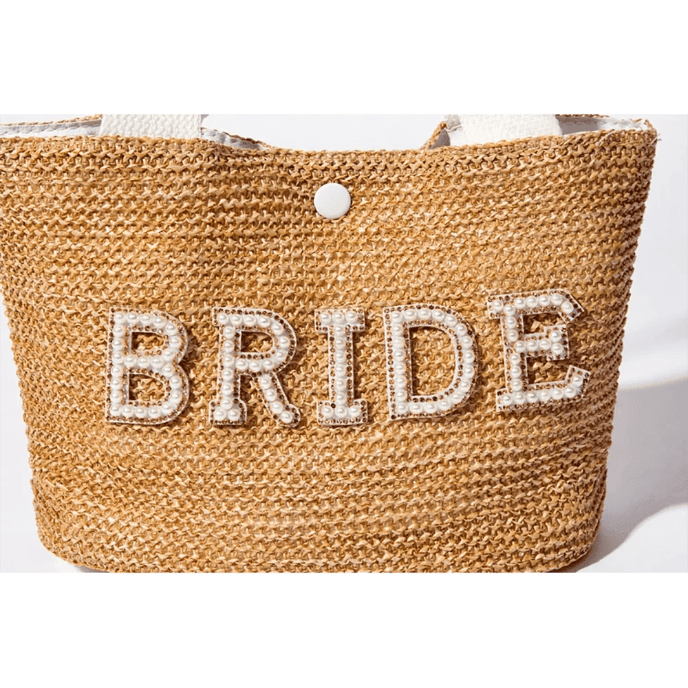 bride pearl straw bag - basil boutique