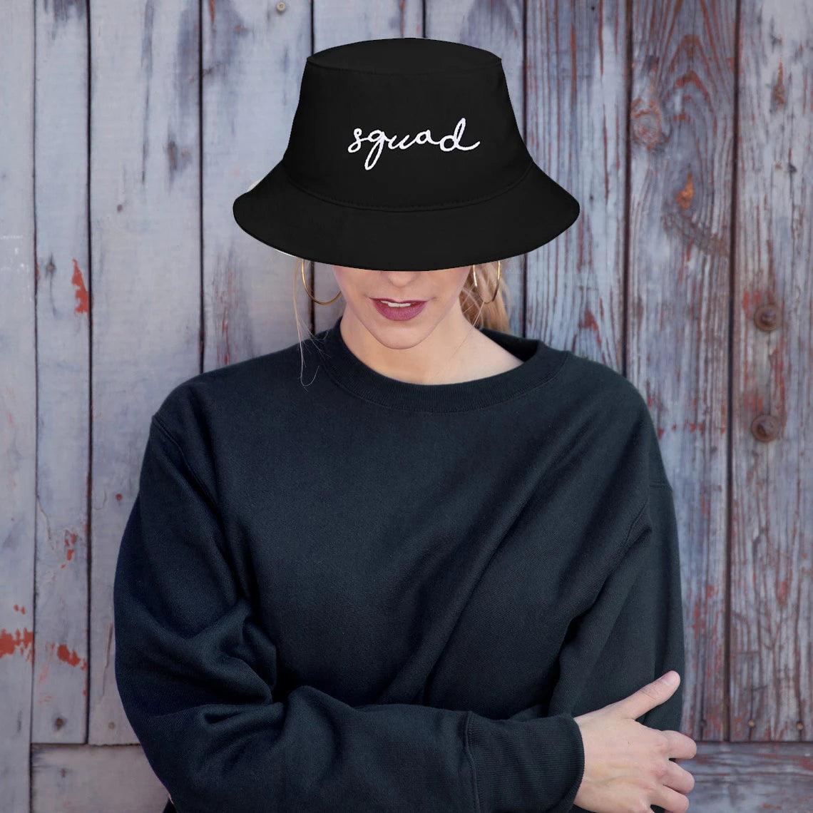 bride + squad embroidered bucket hats - basil boutique