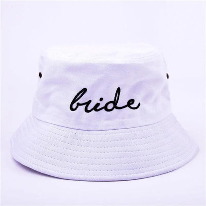 bride + squad embroidered bucket hats - basil boutique