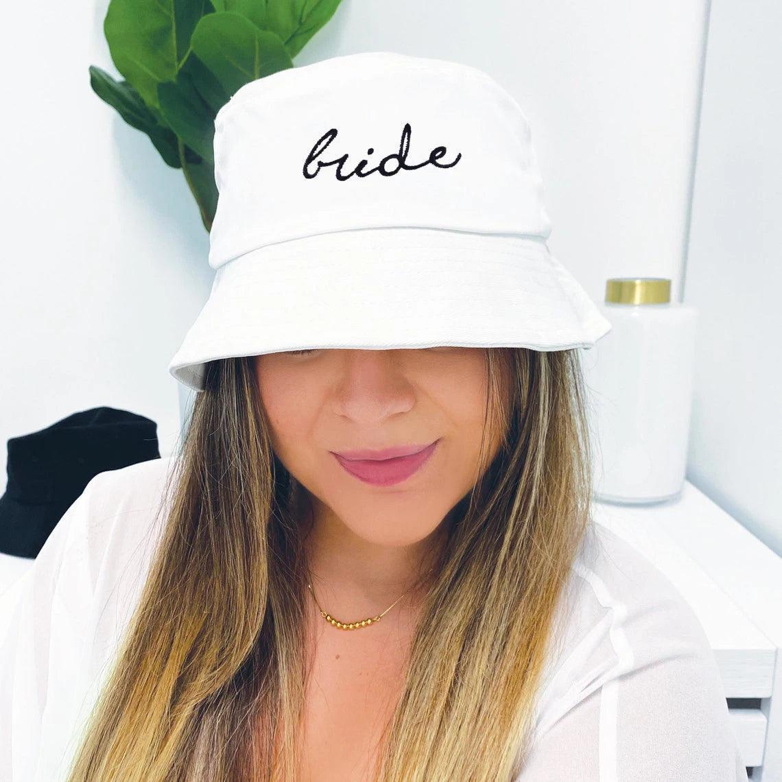 Bride Squad Embroidery Washed Denim Bucket Hats For Women Wedding Bachelorette Party Hat Team Bride To Be Bridesmaid Caps Gifts - basil boutique