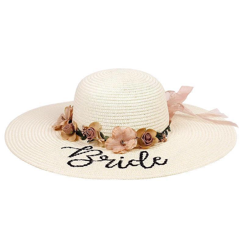 2020 New Bride Embroidery Sun Hat Summer Fashion Broad Eaves Beach Shade Hat Lace Flower Decoration Straw Hats - basil boutique