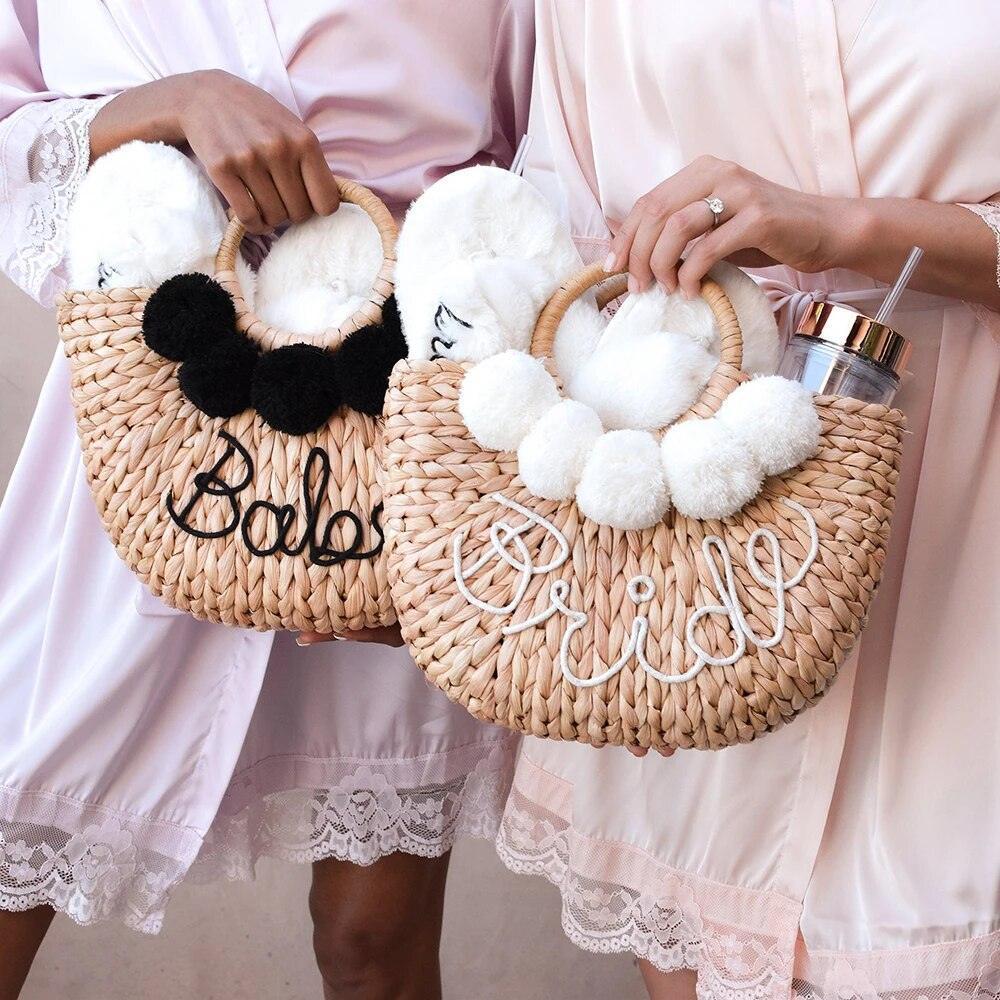 bride straw half-moon purse - basil boutique