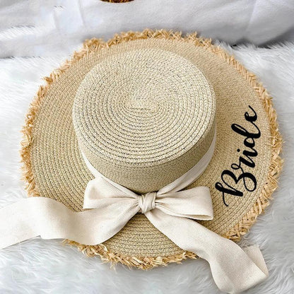 bride straw hat - basil boutique