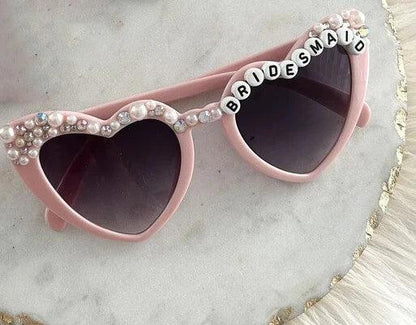 bride-to-be and bridesmaid pearl heart sunglasses - basil boutique