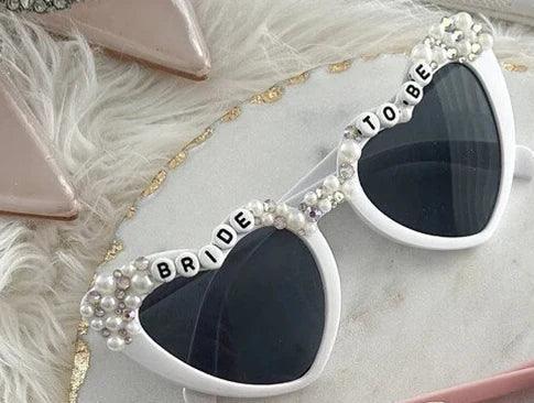 bride-to-be and bridesmaid pearl heart sunglasses - basil boutique