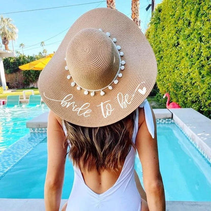 bride-to-be + bridesmaid pom floppy hats - basil boutique