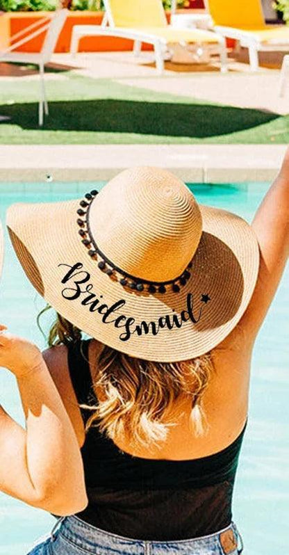 bride-to-be + bridesmaid pom floppy hats - basil boutique