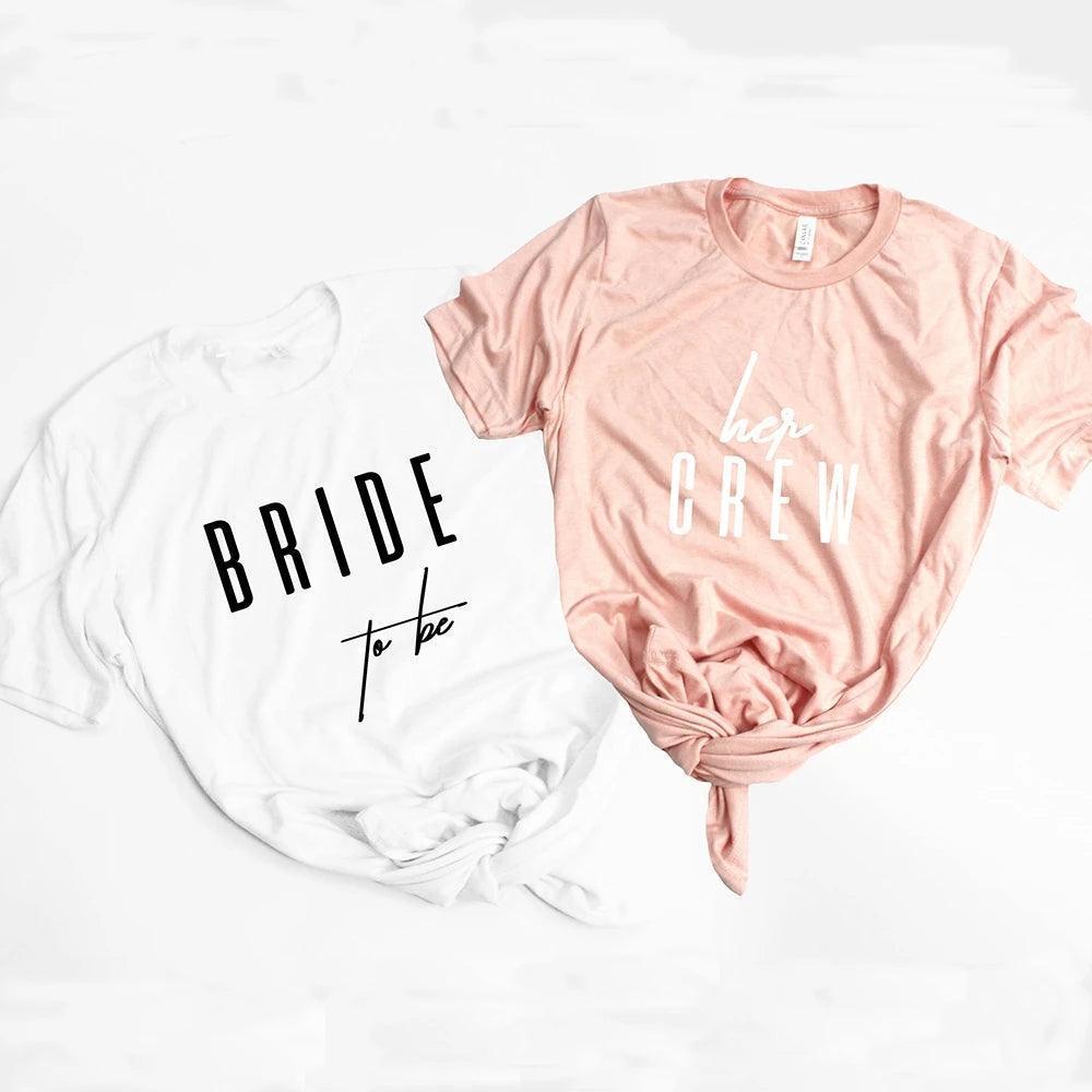 Bride To Be Short Sleeve Shirt Women Bridesmaid Bachelorette Party Wedding T-shirt Aesthetic Bride Squad Tops 4YAS - basil boutique