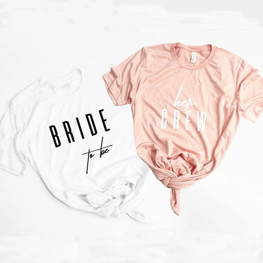 Bride To Be Short Sleeve Shirt Women Bridesmaid Bachelorette Party Wedding T-shirt Aesthetic Bride Squad Tops 4YAS - basil boutique