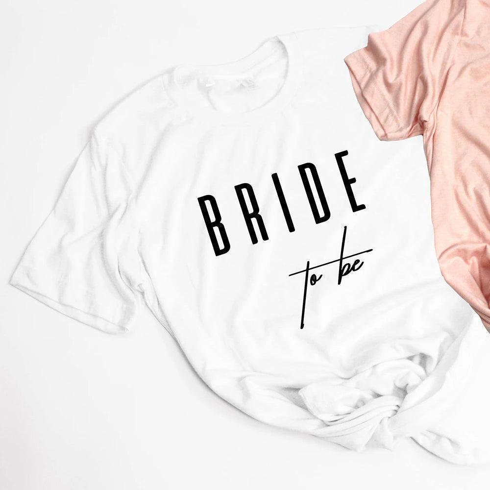 Bride To Be Short Sleeve Shirt Women Bridesmaid Bachelorette Party Wedding T-shirt Aesthetic Bride Squad Tops 4YAS - basil boutique